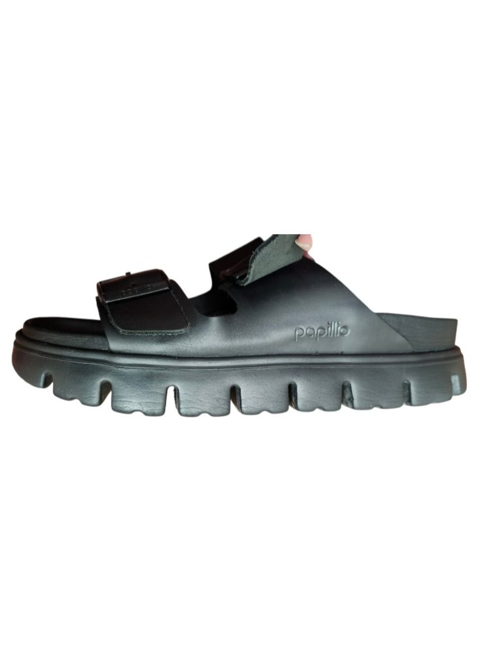 Papillio Birkenstock Arizona Exquisite Leather Chunky Platform Sandals Black L 9 - Picture 8 of 16